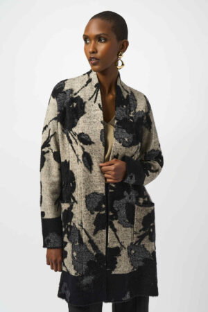 Joseph Ribkoff 253956 Abstract Print Jacquard Knit Long Cardigan