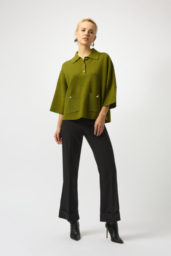 Joseph Ribkoff 253962 Sweater Knit Pullover With Polo Collar