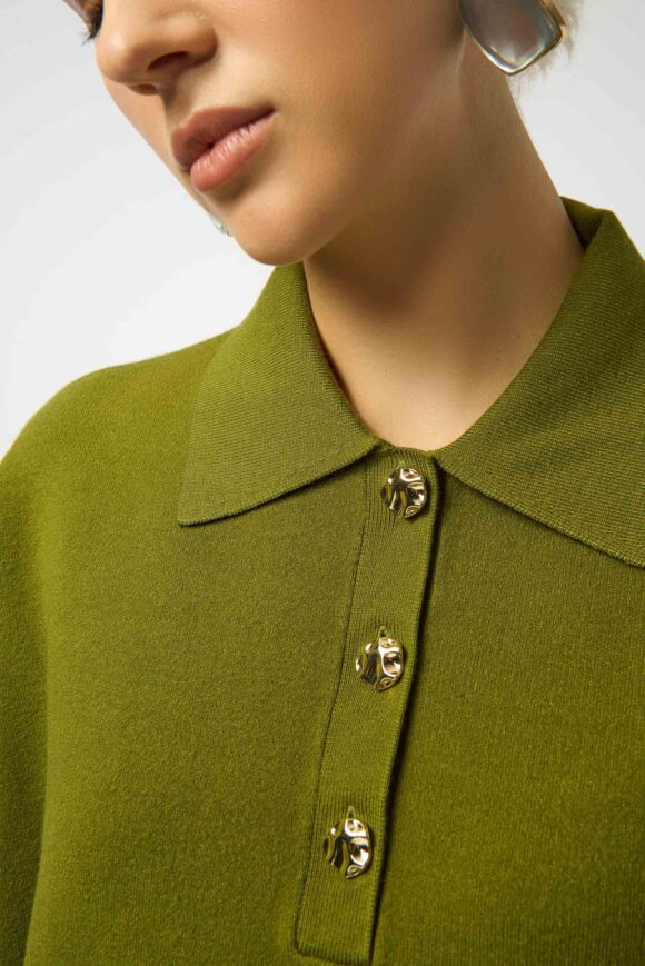 Joseph Ribkoff 253962 Sweater Knit Pullover With Polo Collar