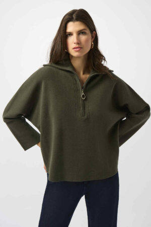 Joseph Ribkoff 253963 Sweater Knit Pullover With Zipped Collar