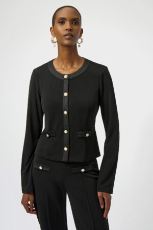 Joseph Ribkoff 254015 Black Moss Crepe Fitted Jacket