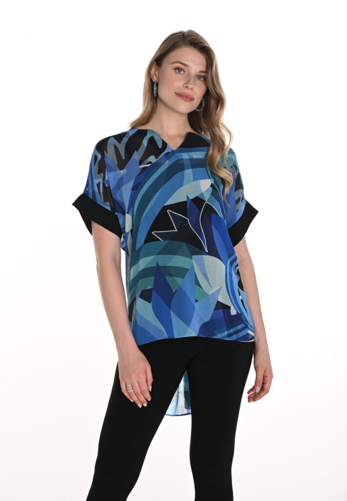 Frank Lyman 256325 Blue/Multi Chiffon Tunic