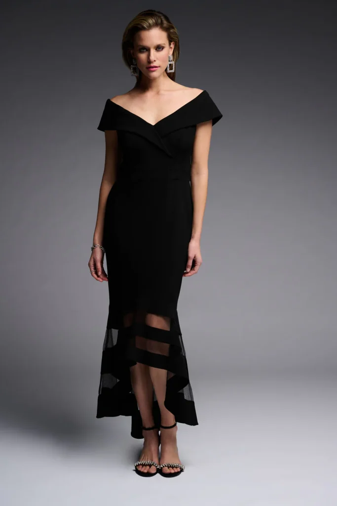 Joseph Ribkoff 223743 Black Off The Shoulder Flare Dress