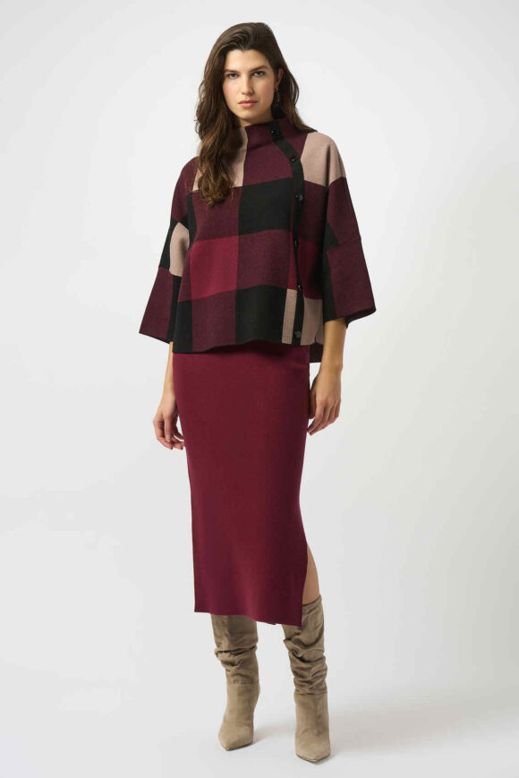 Joseph Ribkoff 243967 Merlot Sweater Knit Midi Skirt