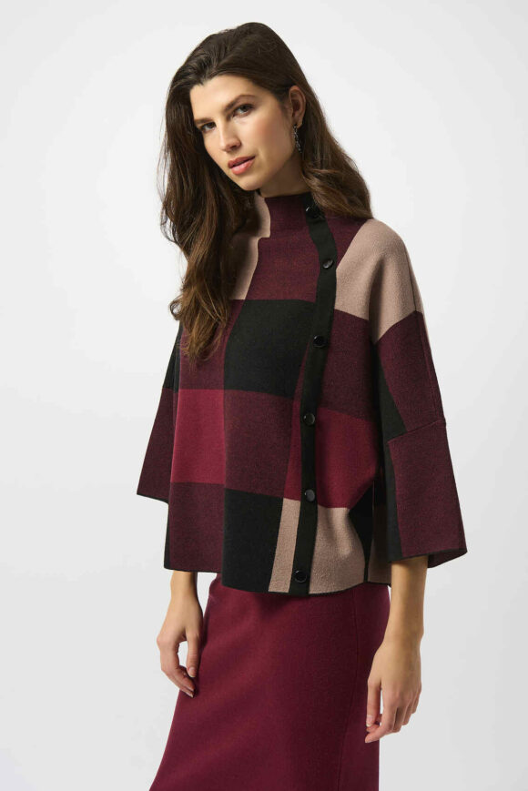 Joseph Ribkoff 243948 Plaid Jacquard Sweater Knit Top