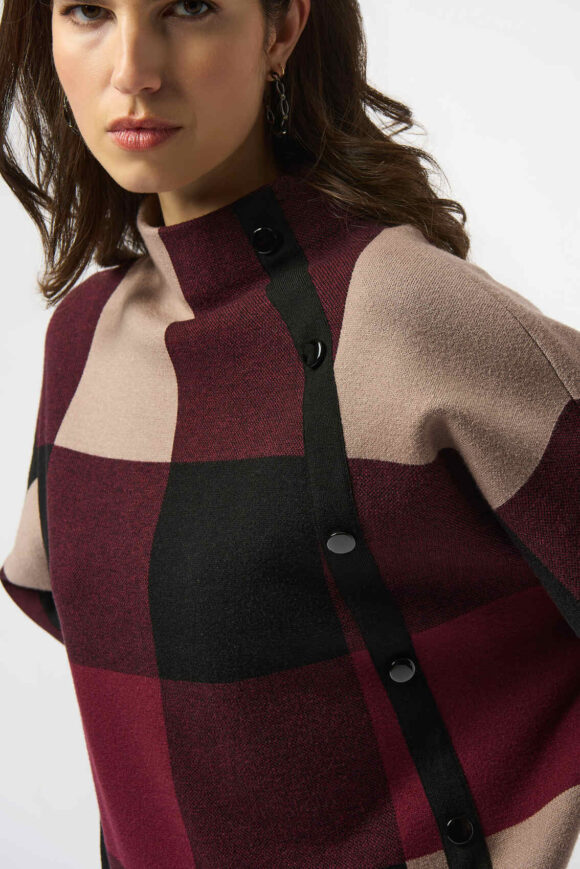 Joseph Ribkoff 243948 Plaid Jacquard Sweater Knit Top