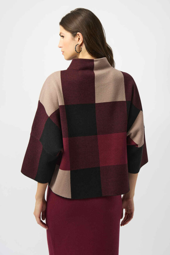 Joseph Ribkoff 243948 Plaid Jacquard Sweater Knit Top