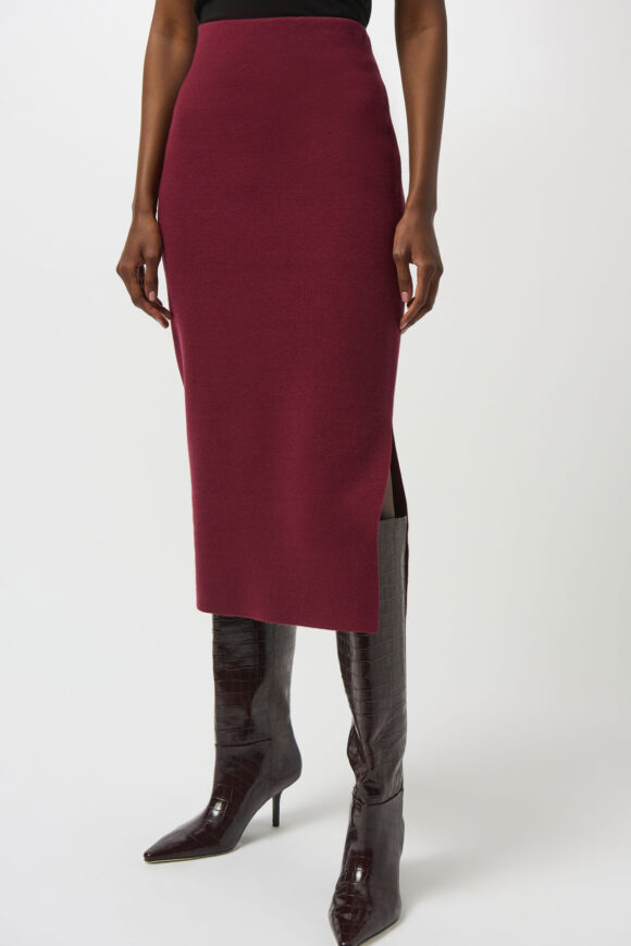 Joseph Ribkoff 243967 Merlot Sweater Knit Midi Skirt