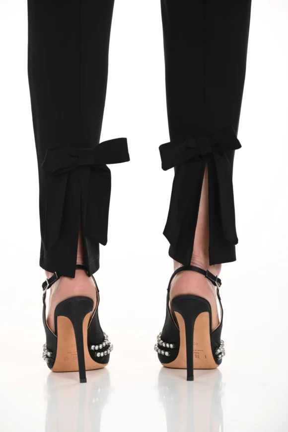 Frank Lyman 244019 Black Straight Leg Bow Detail Trousers