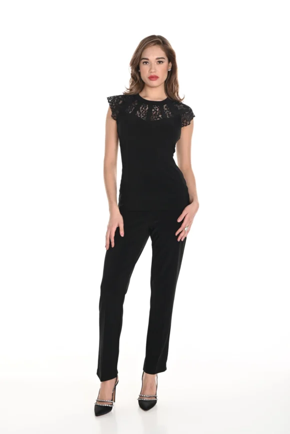 Frank Lyman 244019 Black Straight Leg Bow Detail Trousers