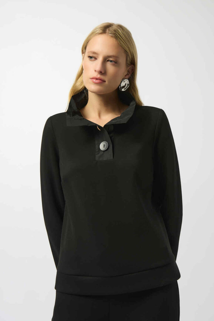 Joseph Ribkoff 253190 Black Scuba Jersey Boxy Top