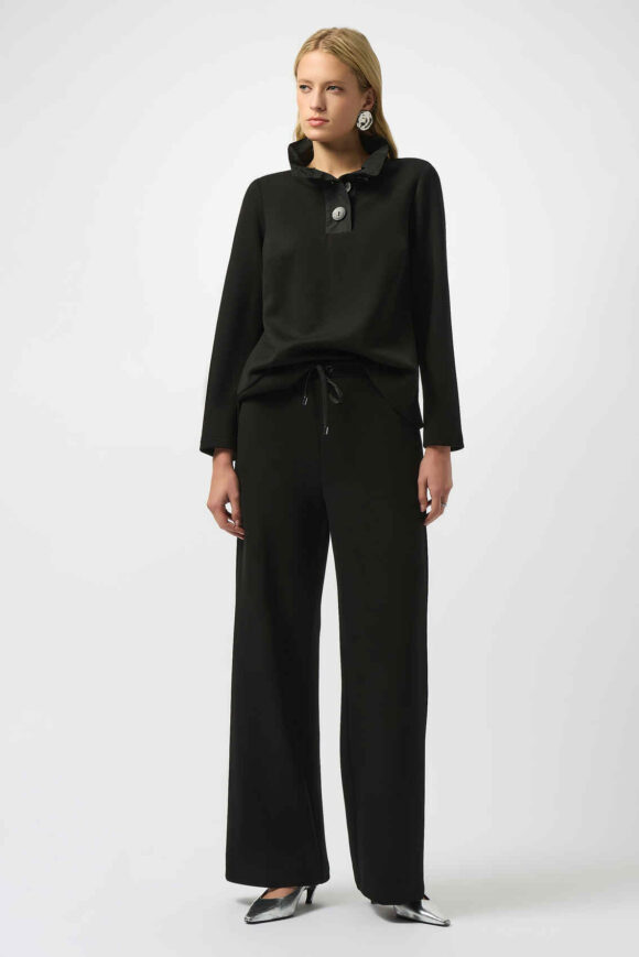 Joseph Ribkoff 253136 Black Scuba Jersey Wide-Leg Trousers