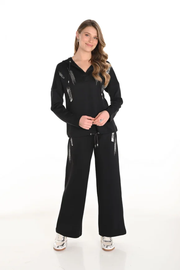Frank Lyman 253776 Black Hooded Embellished Top