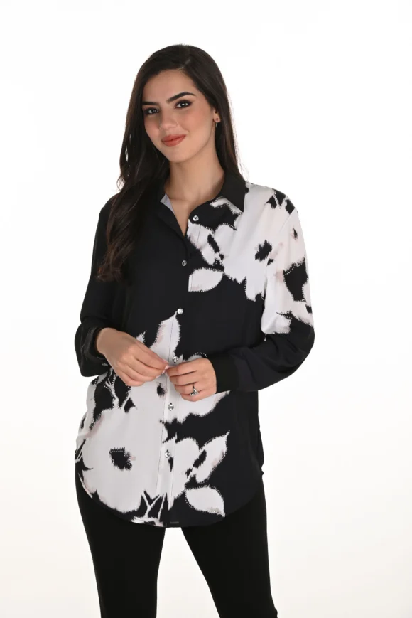 Frank Lyman 253814 Floral Print Blouse With Rhinestones