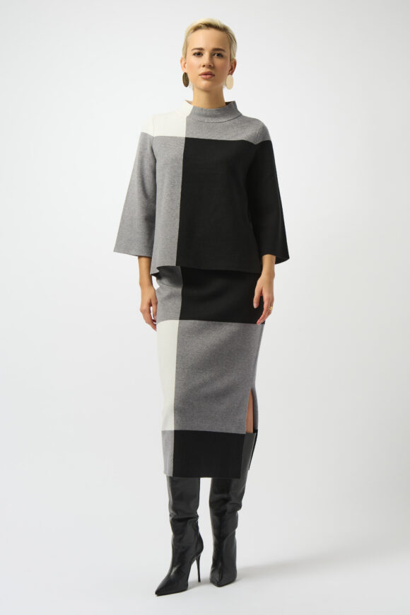 Joseph Ribkoff 253907 Jacquard Sweater Colour Block Pullover