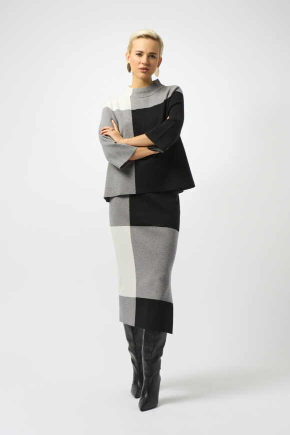 Joseph Ribkoff 253907 Jacquard Sweater Colour Block Pullover