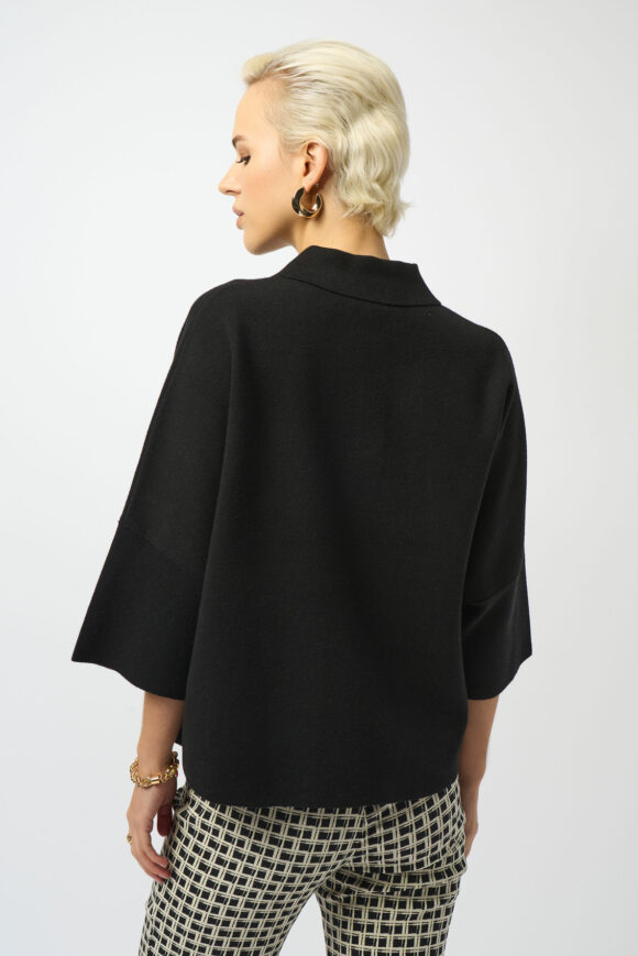 Joseph Ribkoff 253962 Black Sweater Knit Bell Sleeves Pullover
