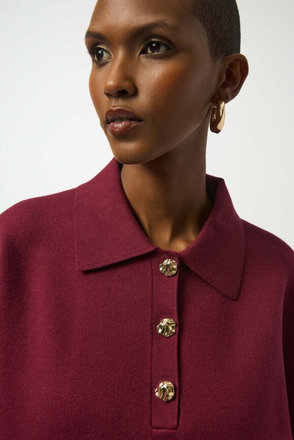 Joseph Ribkoff 253962 Merlot Sweater Knit Bell Sleeves Pullover