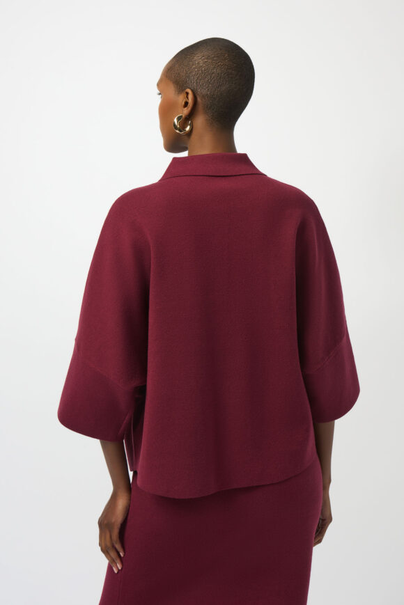 Joseph Ribkoff 253962 Merlot Sweater Knit Bell Sleeves Pullover