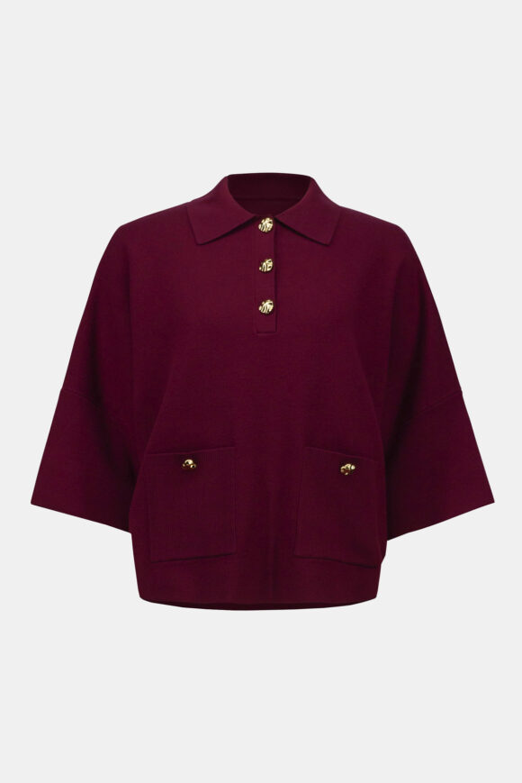 Joseph Ribkoff 253962 Merlot Sweater Knit Bell Sleeves Pullover