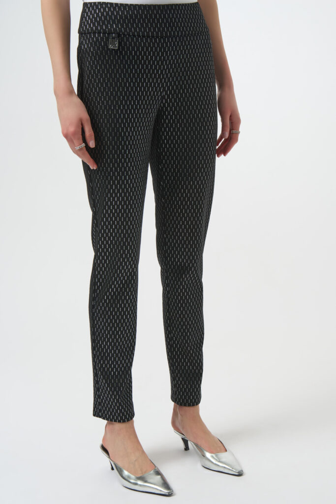 Joseph Ribkoff 254143 Foiled Heavy Knit Slim Fit Trousers