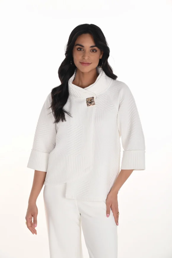Frank Lyman 254166 Winter White Gold Button Detail Jacket