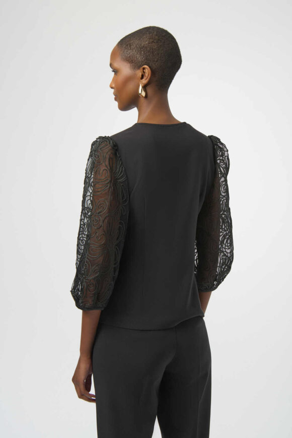 Joseph Ribkoff 254189 Lux Twill Fitted Jacket With Novelty Sleeves