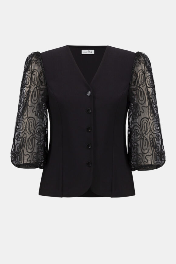 Joseph Ribkoff 254189 Lux Twill Fitted Jacket With Novelty Sleeves