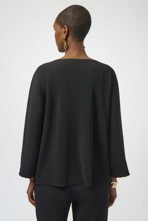 Joseph Ribkoff 254210 Black Pleated Scuba Crepe Boxy Top