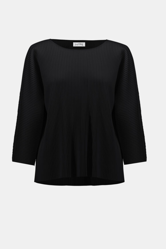 Joseph Ribkoff 254210 Black Pleated Scuba Crepe Boxy Top
