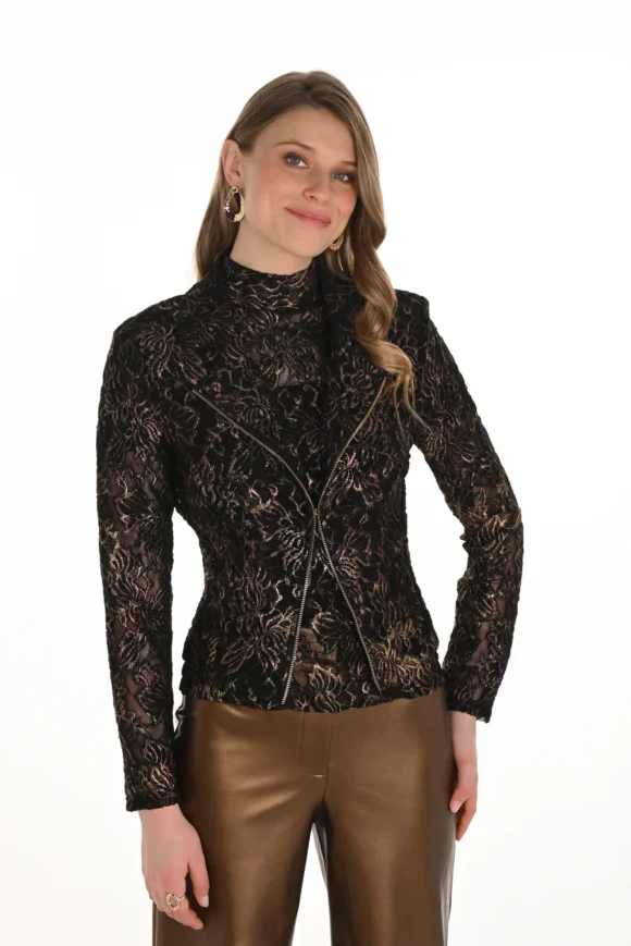 Frank Lyman254322 Copper/Black Lace Jacket