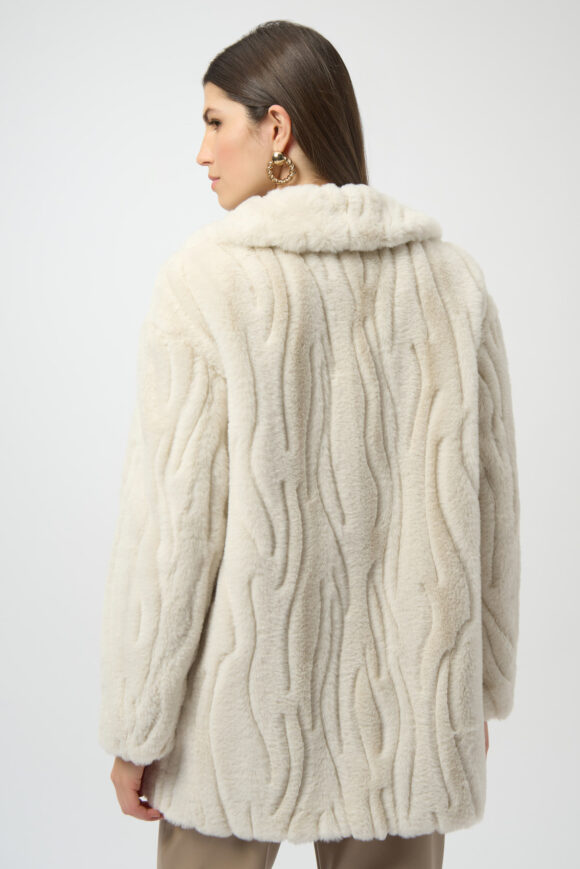 Joseph Ribkoff 254908 Textured Faux Fur Shawl Collar Coat