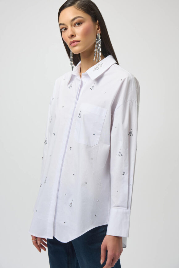 Joseph Ribkoff 254924 White Blouse With Rhinestones