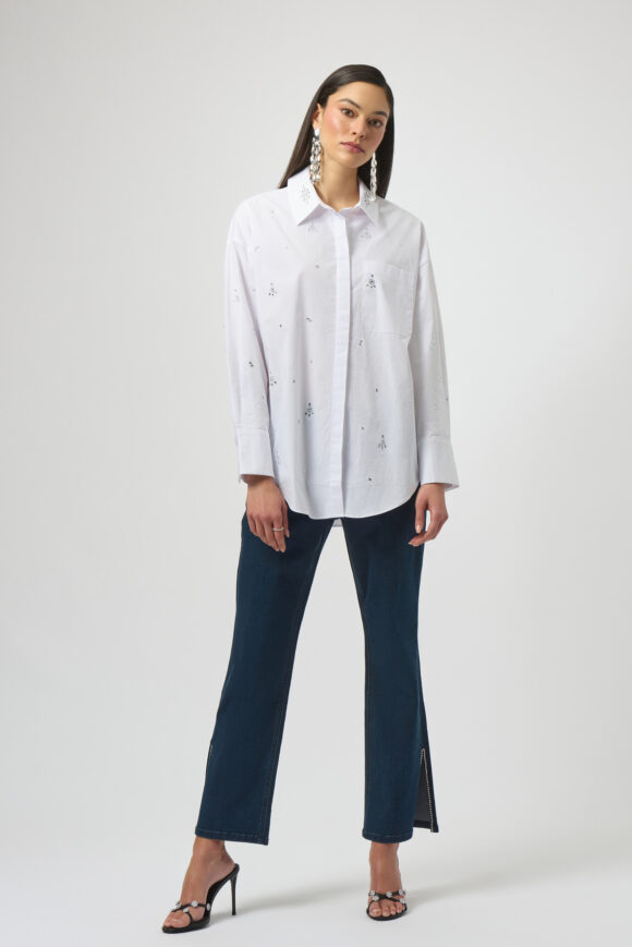 Joseph Ribkoff 254924 White Blouse With Rhinestones