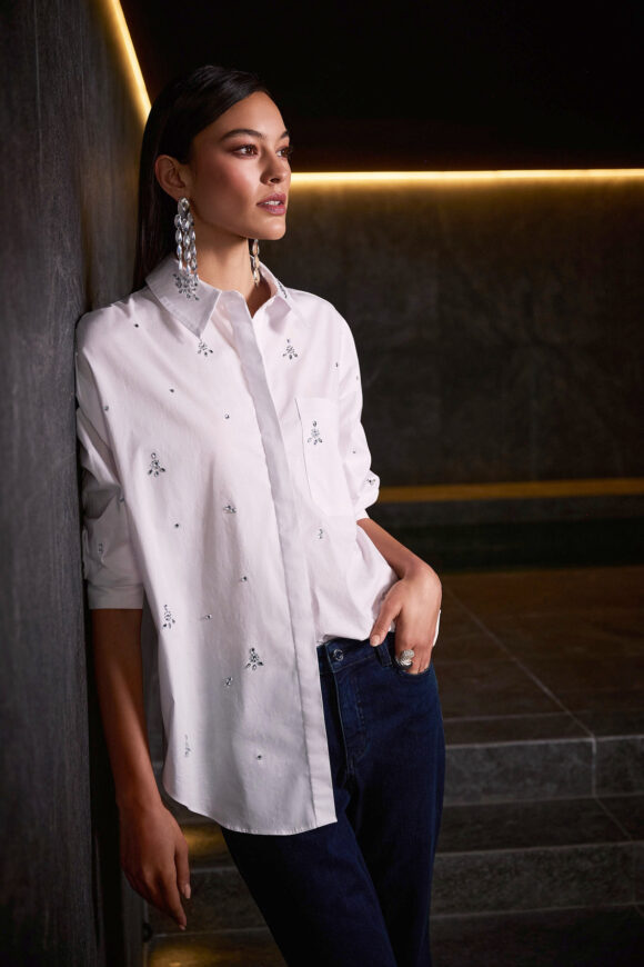 Joseph Ribkoff 254924 White Blouse With Rhinestones