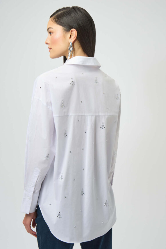 Joseph Ribkoff 254924 White Blouse With Rhinestones