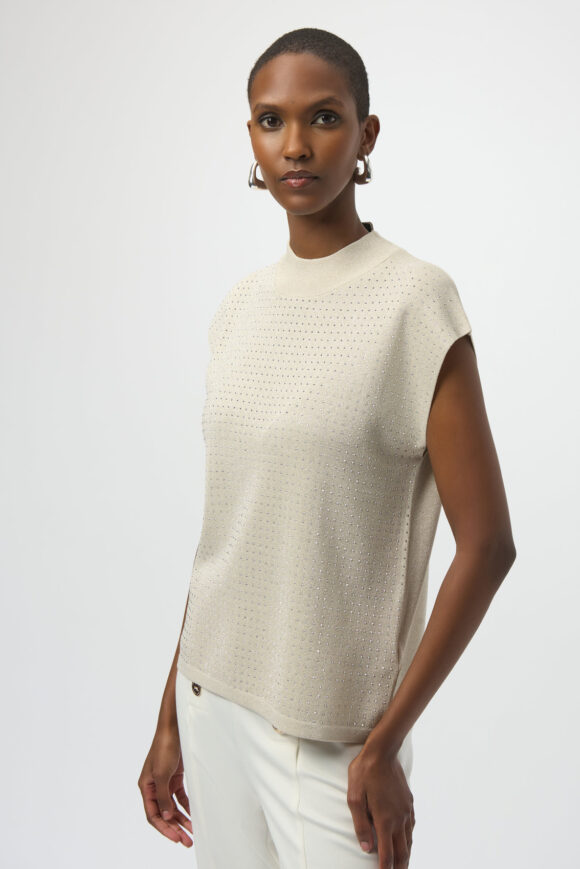 Joseph Ribkoff 254935 Rhinestones Detail Knit Top
