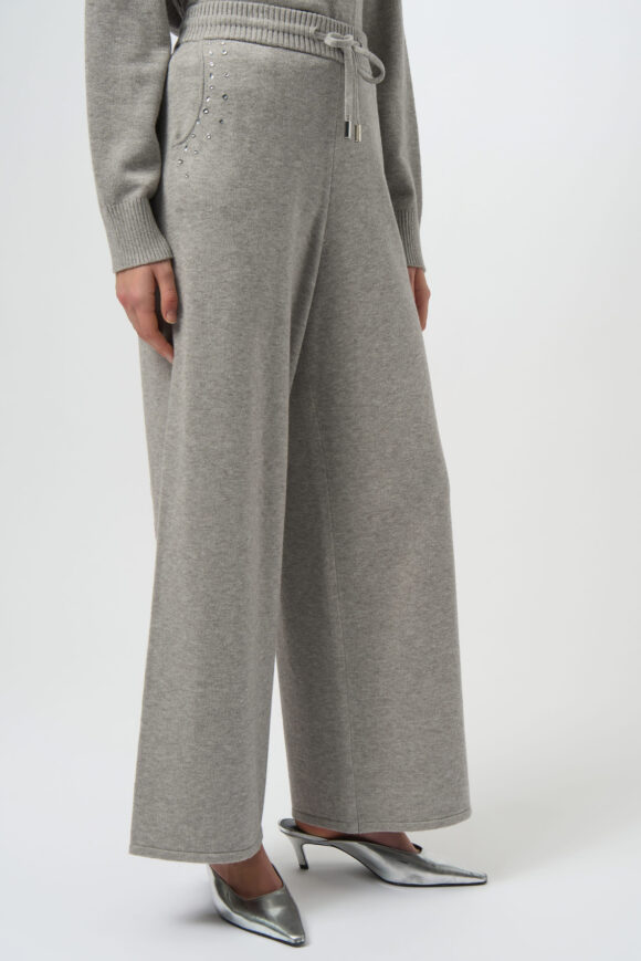 Joseph Ribkoff 254945 Grey Melange Wide Leg Knit Trousers