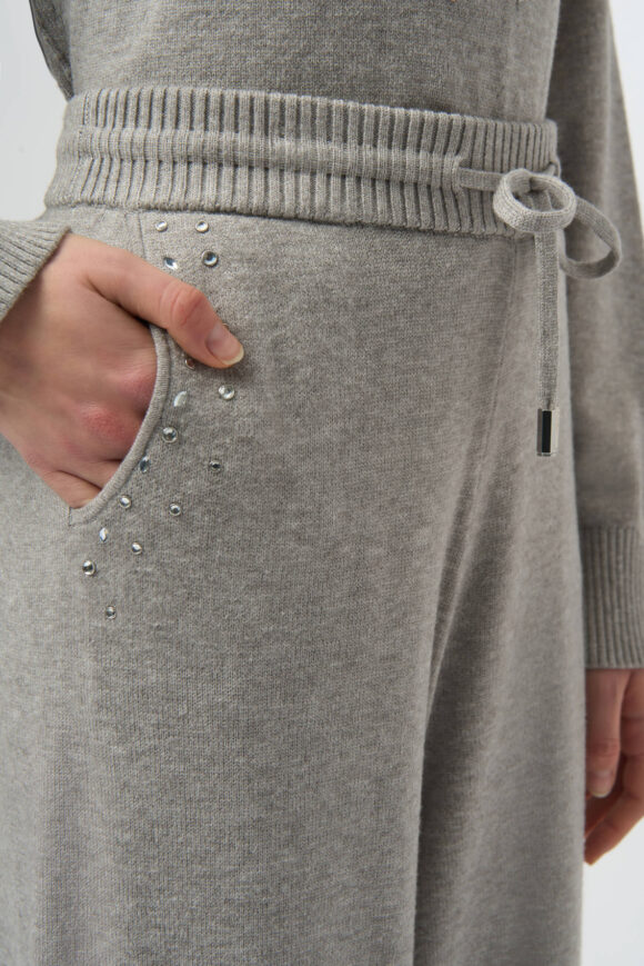 Joseph Ribkoff 254945 Grey Melange Wide Leg Knit Trousers