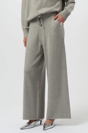 Joseph Ribkoff 254945 Grey Melange Wide Leg Knit Trousers