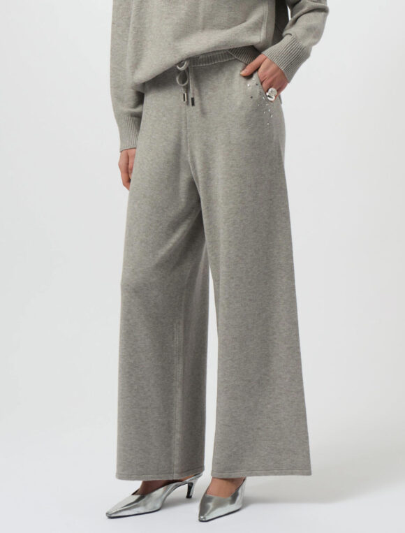 Joseph Ribkoff 254945 Grey Melange Wide Leg Knit Trousers