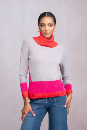 Alison Sheri A46100 Grey/Multi Colour Block Sweater