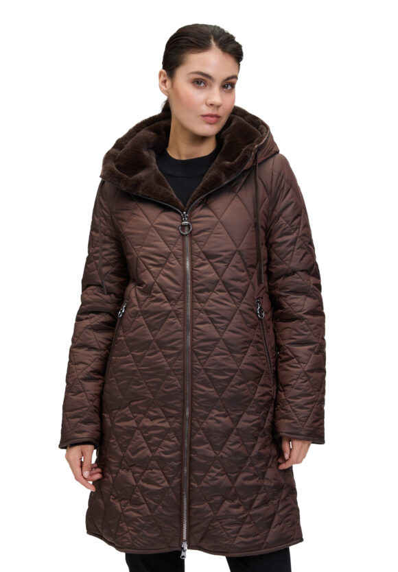 Betty Barclay Dark Brown Reversible Hooded Coat