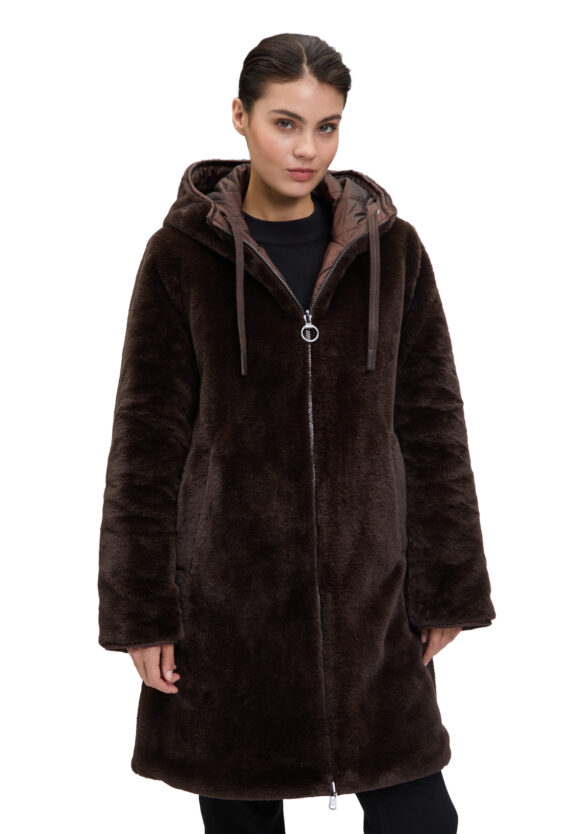 Betty Barclay Dark Brown Reversible Hooded Coat
