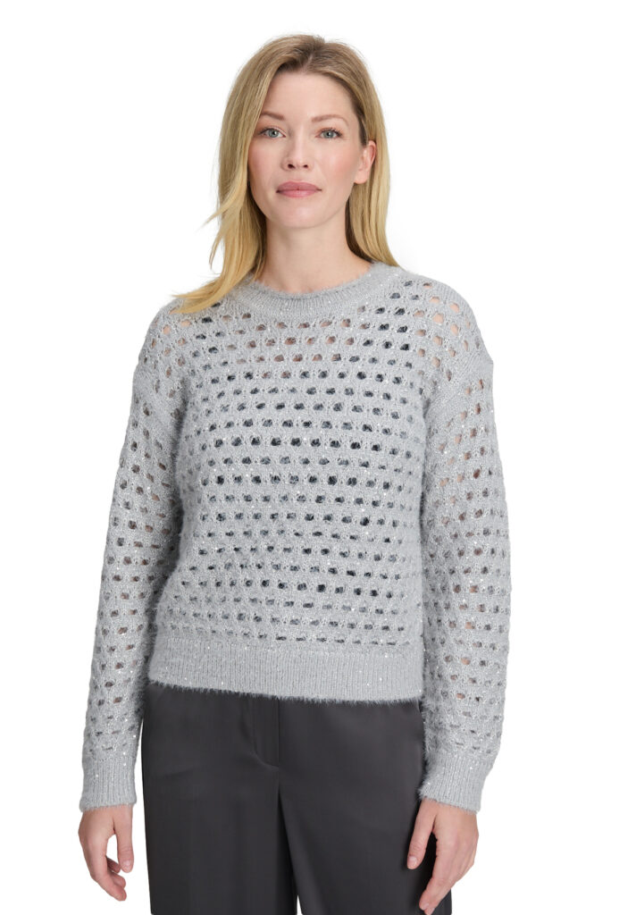 Betty Barclay So Cosy Cloud Grey/Silver Sequined Knit Jumper