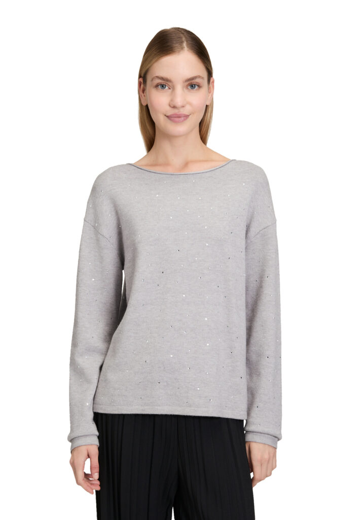 Betty Barclay So Cosy Melange Grey Embellished Knit Pullover