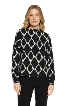 Betty Barclay Black/Off-White Geometric Print Pullover
