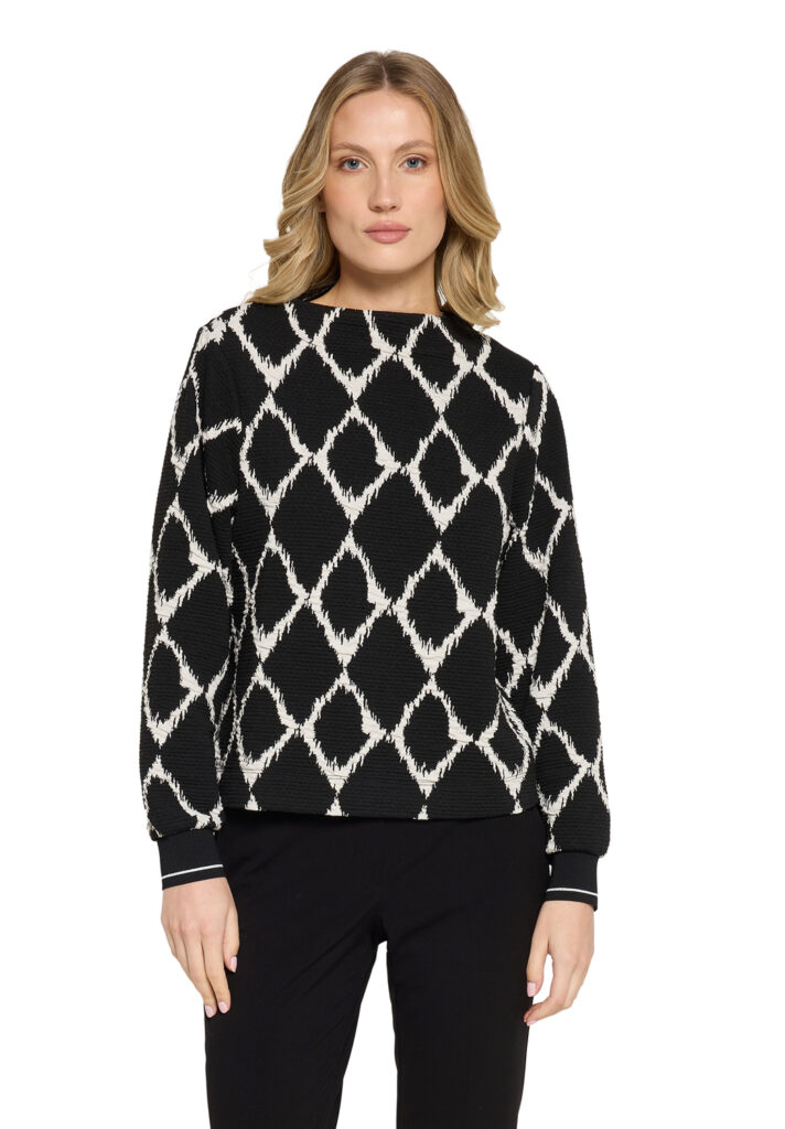 Betty Barclay Black/Off-White Geometric Print Pullover