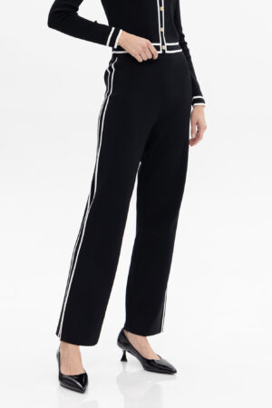 Passioni 18070 Black/White Wide Leg Knit Trousers
