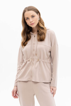 Passioni 18289 Beige Hooded Jacket